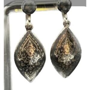 Sterling Silver Vintage Siam Screwback Earrings